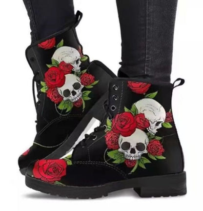 Punkgräfin Gothic Skull Boots Damen – Punk Combat Martin Boots
