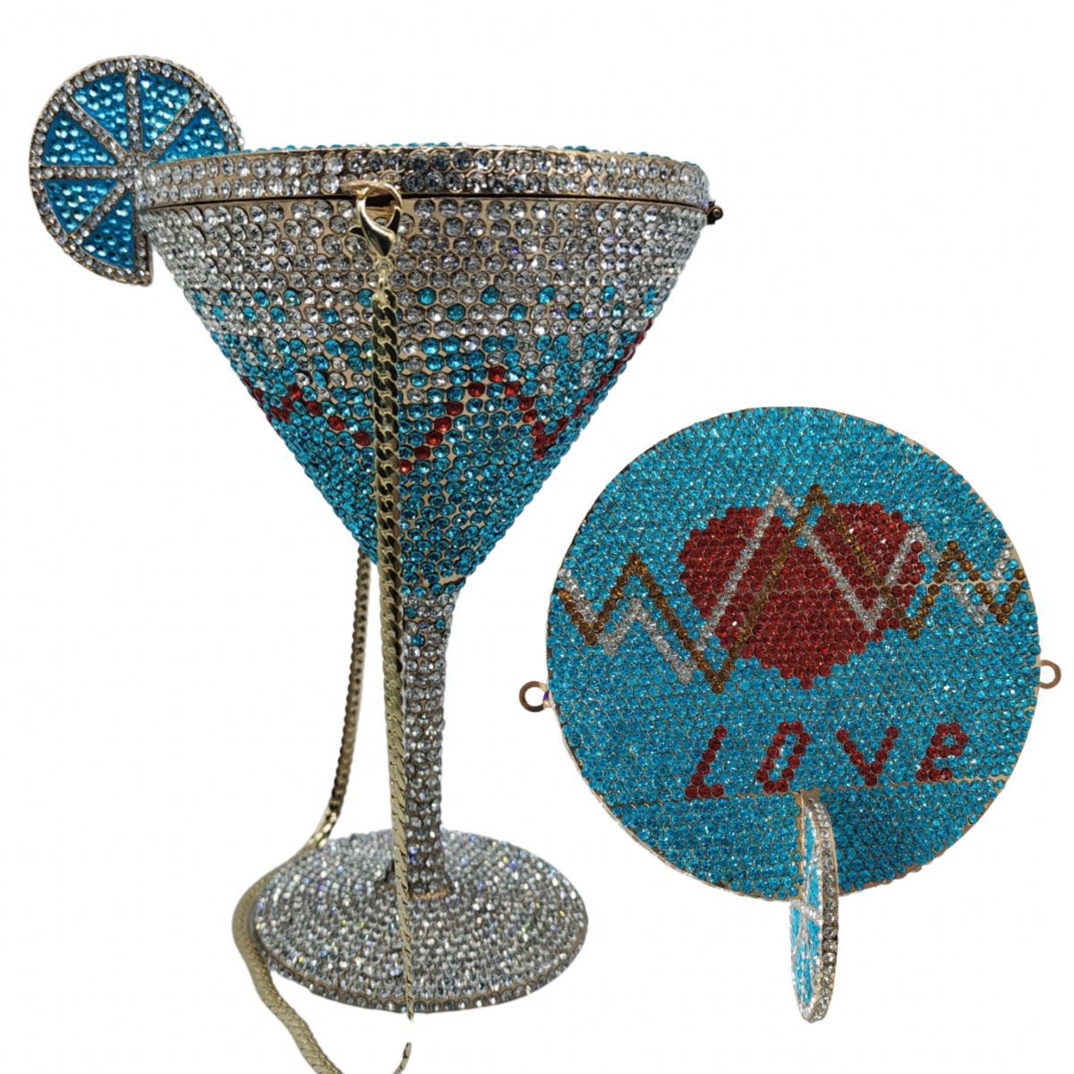 Muschibitch Crystal Cocktail Clutch – Luxury Martini Rhinestone Evening Bag