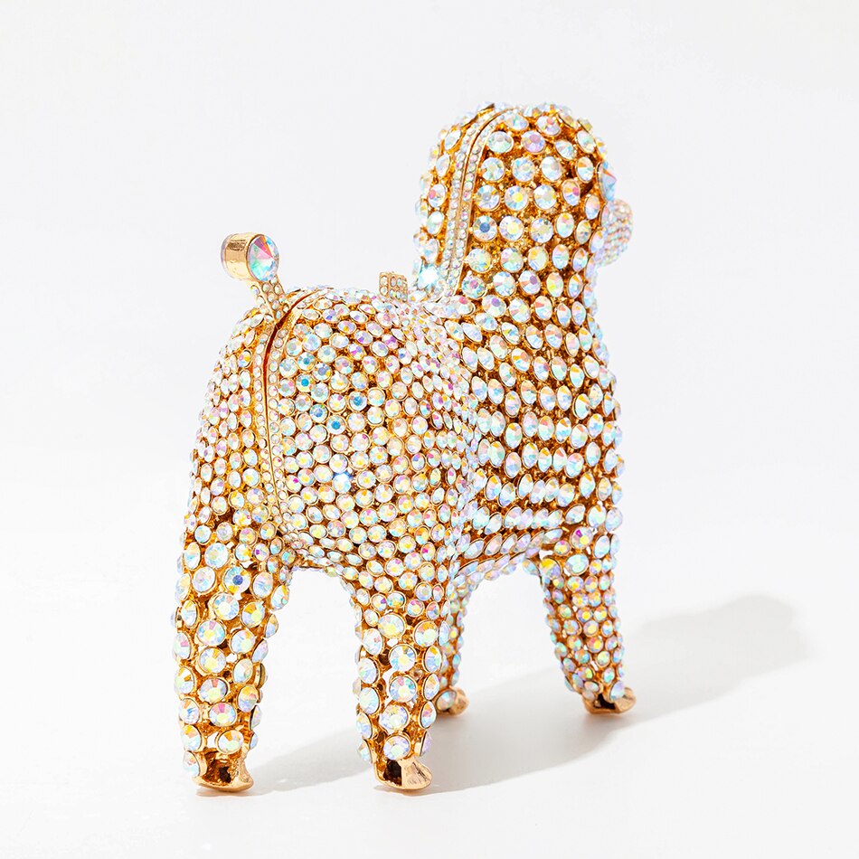 Muschibitch Crystal Dog Clutch – Luxury Rhinestone Designer Evening Bag