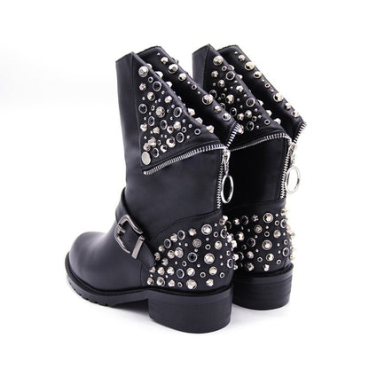 Punkgräfin Rivet Boots – Gothic Punk Nieten Stiefel Damen