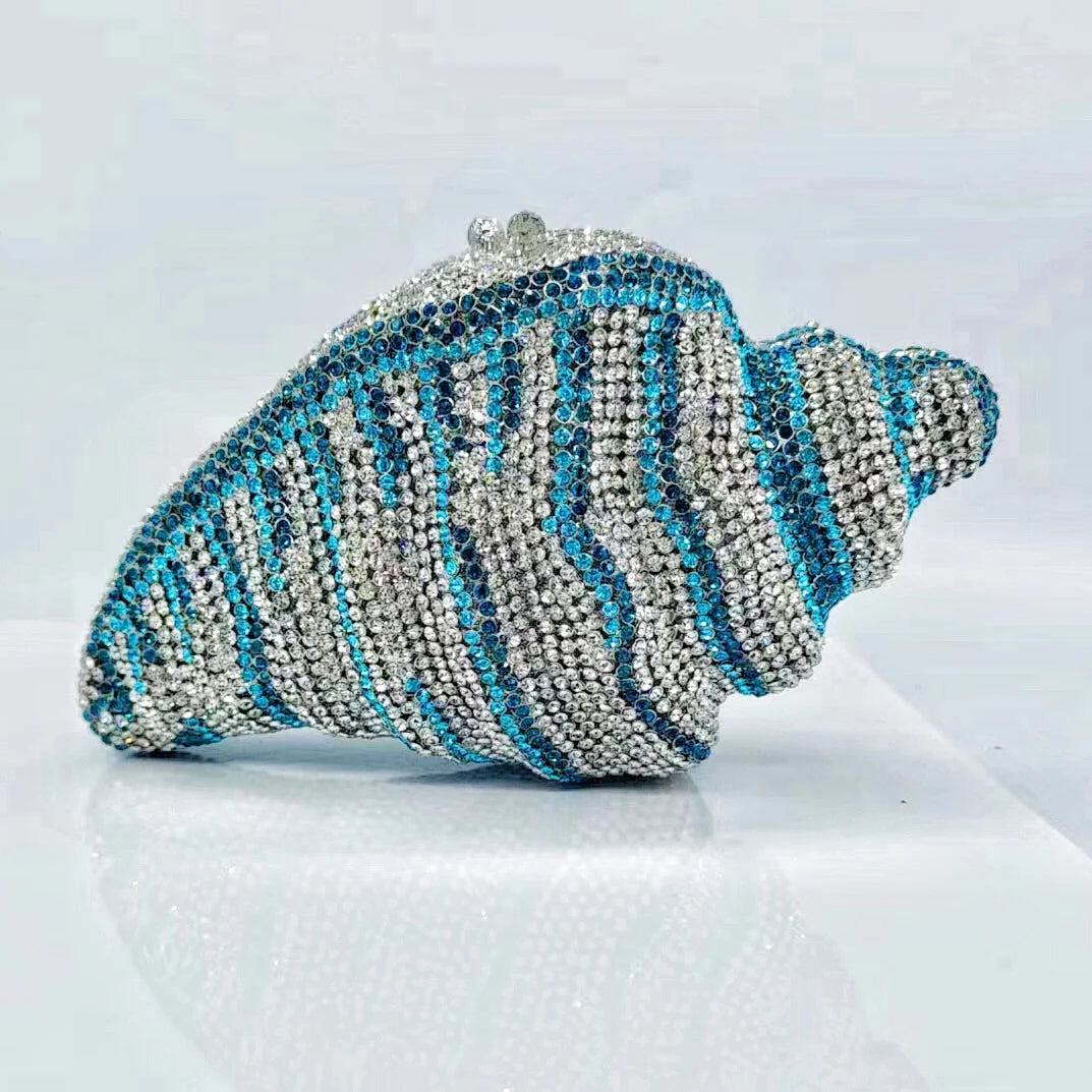 Muschibitch Crystal Shell Clutch – Luxury Rhinestone Conch Designer Evening Bag
