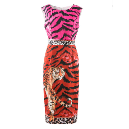 Muschibitch Tiger Queen Kleid – Animal Print Pencil Midi Dress