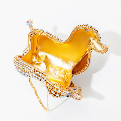 Muschibitch Crystal Dog Clutch – Luxury Rhinestone Designer Evening Bag