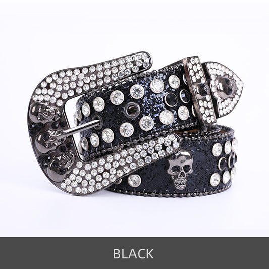 Punkgräfin Crystal Skull Belt – Luxury Punk Western Strass Gürtel