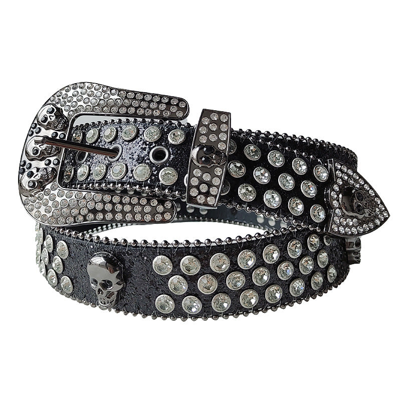 Punkgräfin Crystal Skull Belt – Luxury Punk Western Strass Gürtel