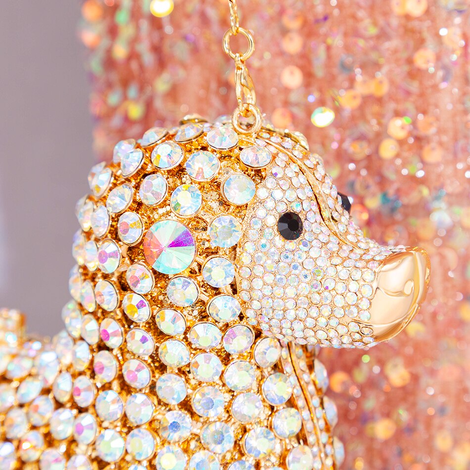 Muschibitch Crystal Dog Clutch – Luxury Rhinestone Designer Evening Bag