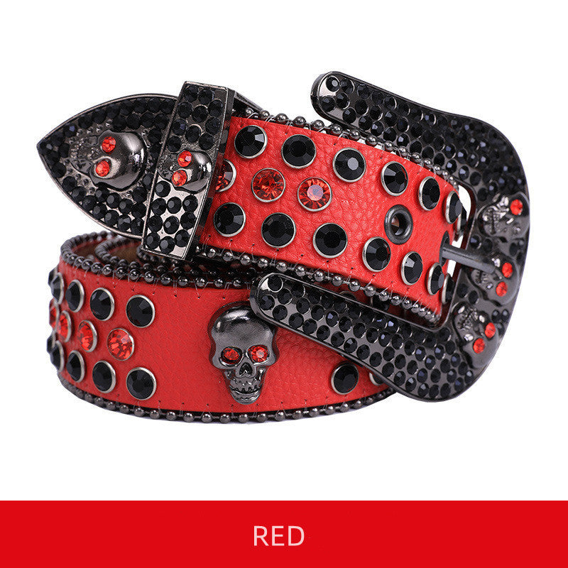 Punkgräfin Crystal Skull Belt – Luxury Punk Western Strass Gürtel