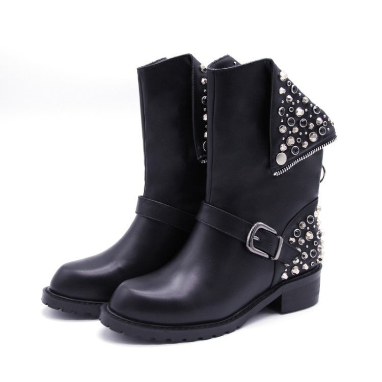 Punkgräfin Rivet Boots – Gothic Punk Nieten Stiefel Damen