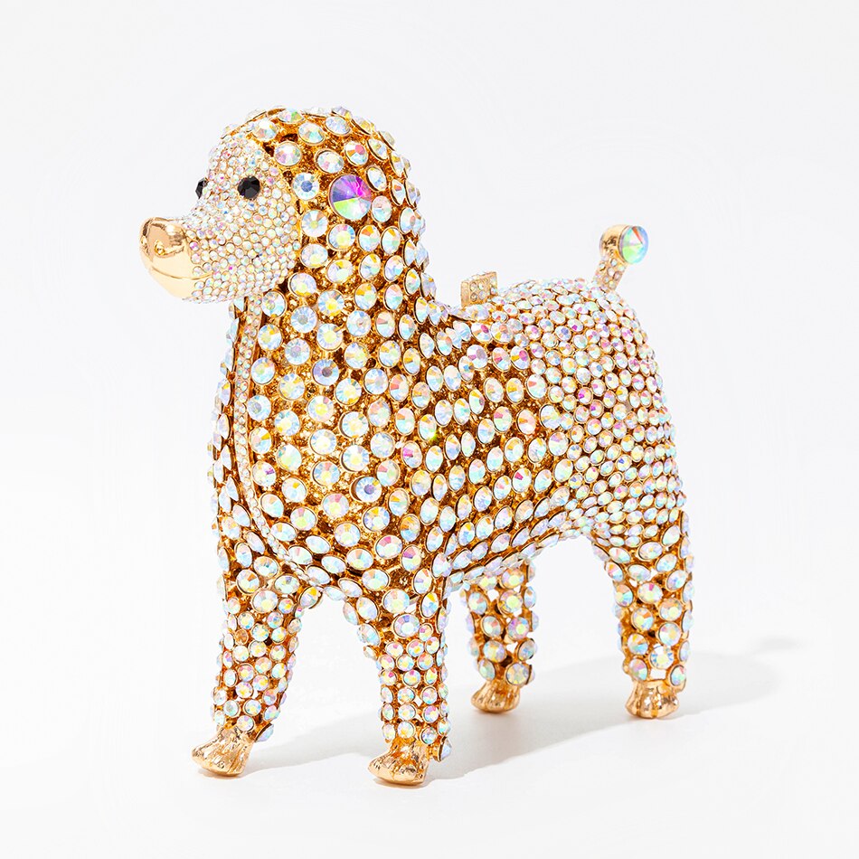 Muschibitch Crystal Dog Clutch – Luxury Rhinestone Designer Evening Bag