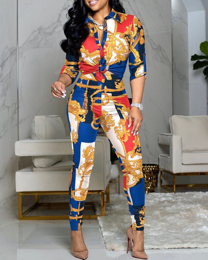 Muschibitch Luxury Chain Print Two-Piece Set – Statement Fashion Outfit