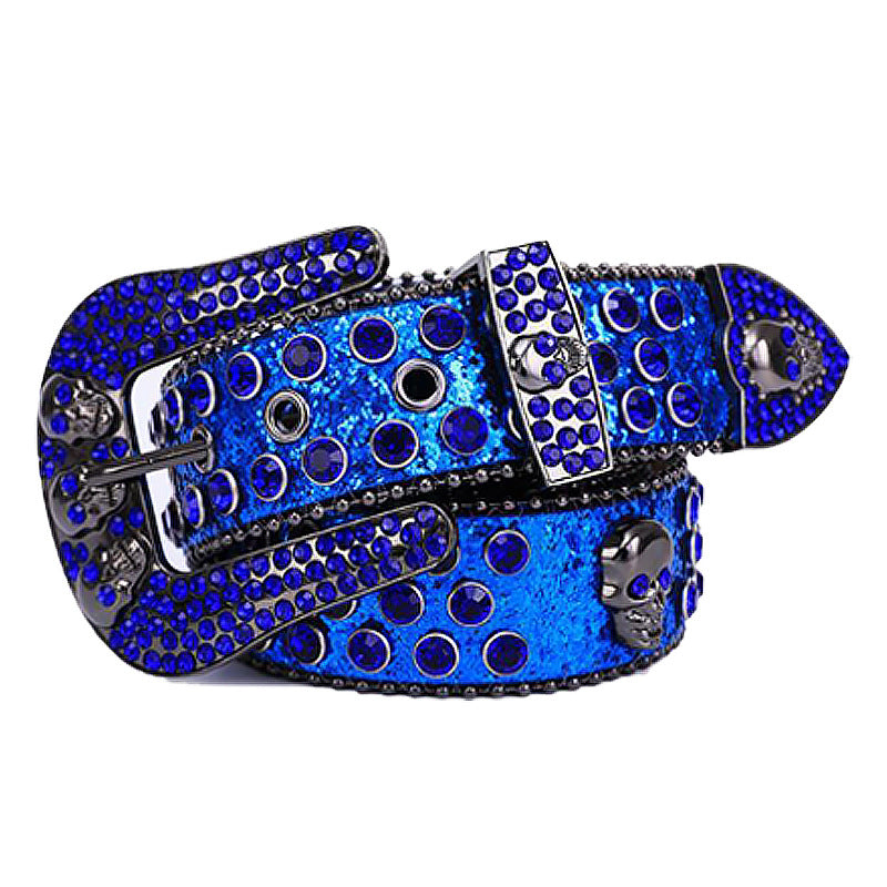 Punkgräfin Crystal Skull Belt – Luxury Punk Western Strass Gürtel