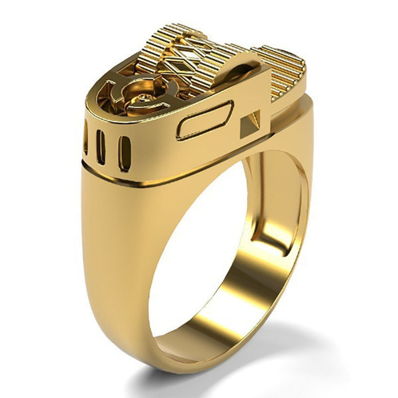 Feuerzeug Ring Herren Gold – Punk Lighter Ring 14K Style