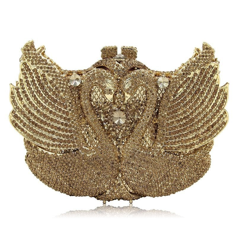 Muschibitch Swan Crystal Clutch – Luxury Rhinestone Designer Evening Bag