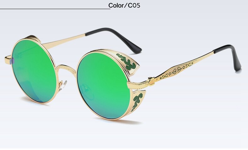Punkgraf Steampunk Sonnenbrille Rund – Punk Vintage Brille