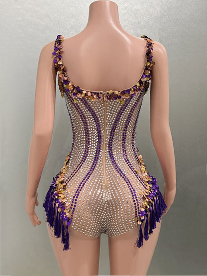 Muschibitch Crystal Rhinestone Bodysuit – Glamour Catwalk Club Dress