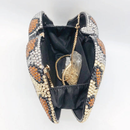Punkgräfin Kristall Lippen Clutch Tasche - Luxus Designer Abendtasche
