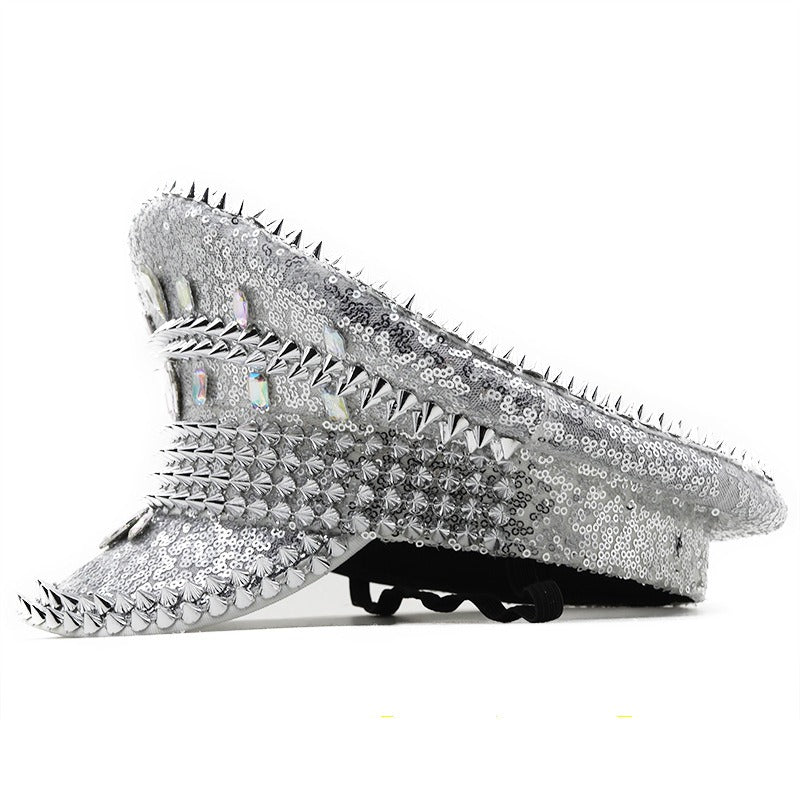 Muschibitch Spike Sequin Cap – Luxus Punk Festival Glitzer Hut