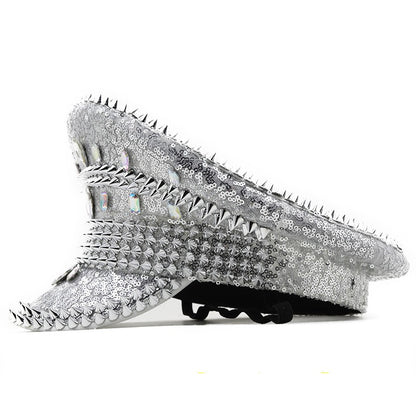 Muschibitch Spike Sequin Cap – Luxus Punk Festival Glitzer Hut