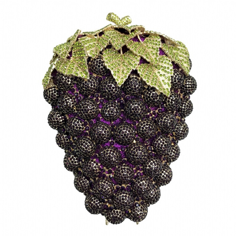 Muschibitch Crystal Grape Clutch – Luxury Rhinestone Evening Designer Bag