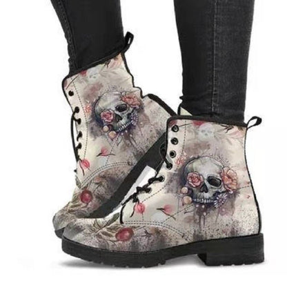 Punkgräfin Gothic Skull Boots Damen – Punk Combat Martin Boots