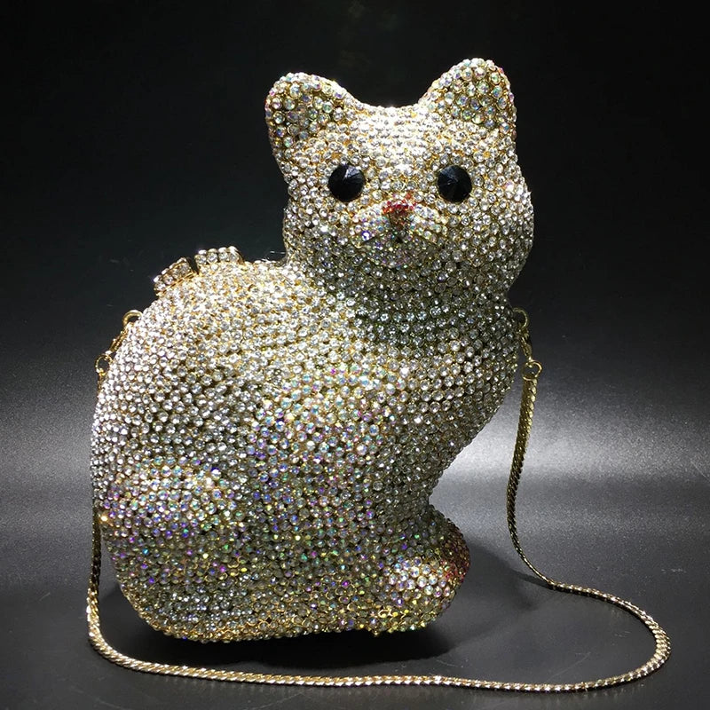 Muschibitch Crystal Cat Clutch – Luxury Rhinestone Kitty Party Bag