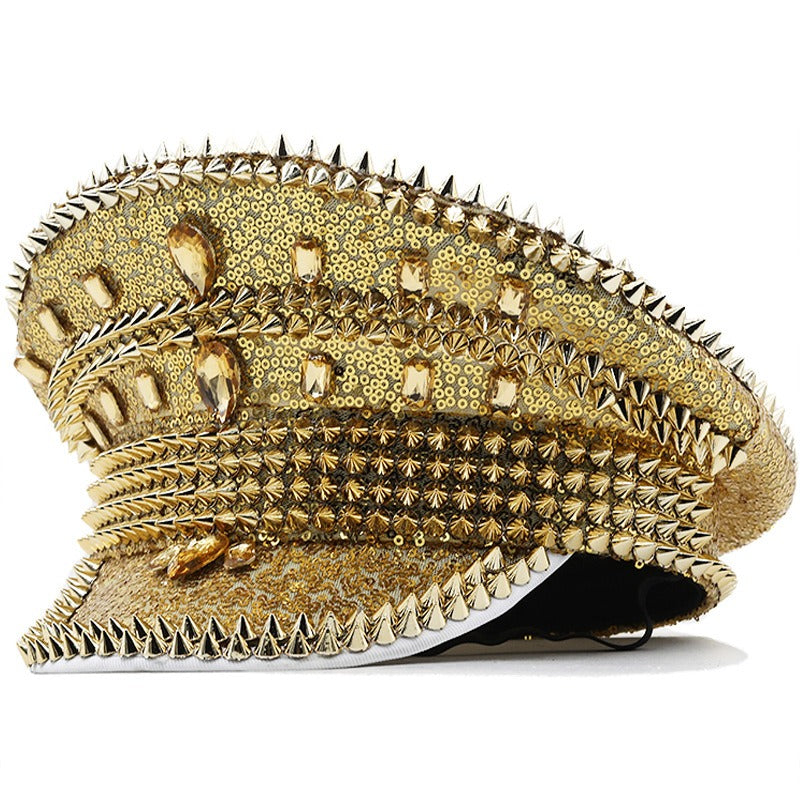 Muschibitch Spike Sequin Cap – Luxus Punk Festival Glitzer Hut