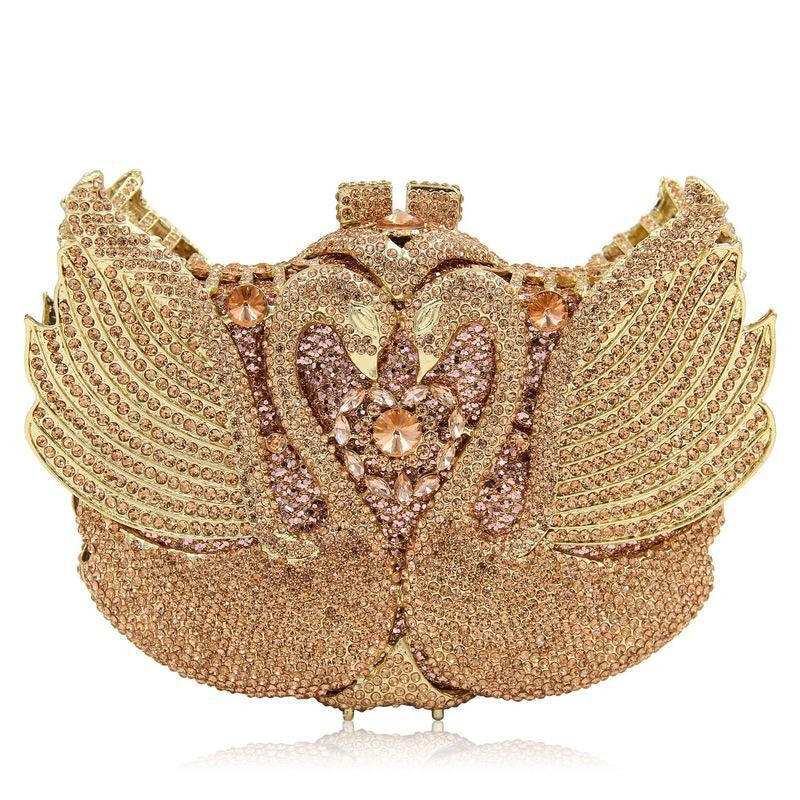 Muschibitch Swan Crystal Clutch – Luxury Rhinestone Designer Evening Bag