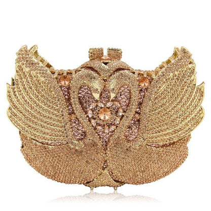 Muschibitch Swan Crystal Clutch – Luxury Rhinestone Designer Evening Bag