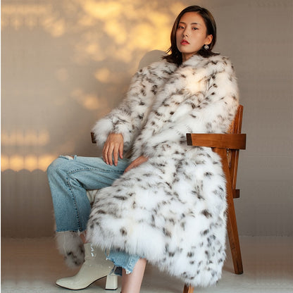 Muschibitch Snow Leopard Faux Fur Coat – Luxury Winter Mantel