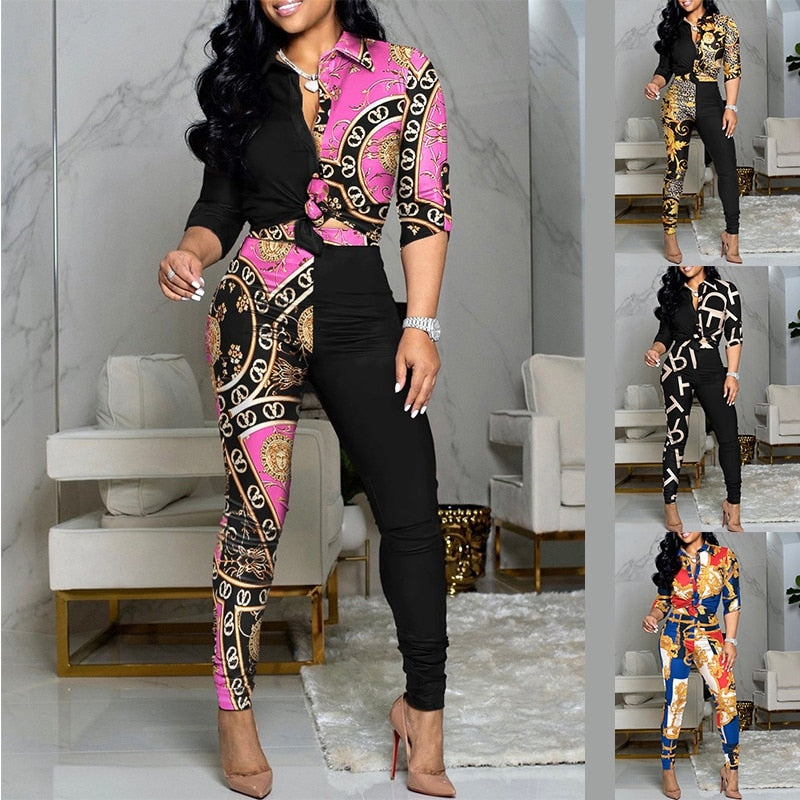 Muschibitch Luxury Chain Print Two-Piece Set – Statement Fashion Outfit