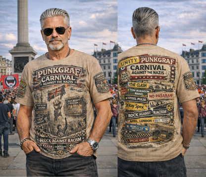 Rock Against Racism Shirt, Carnival Against the Nazis, Punkgraf AOP T-Shirt – London 1978 Trafalgar Square Victoria Park, Punk Reggae Unity