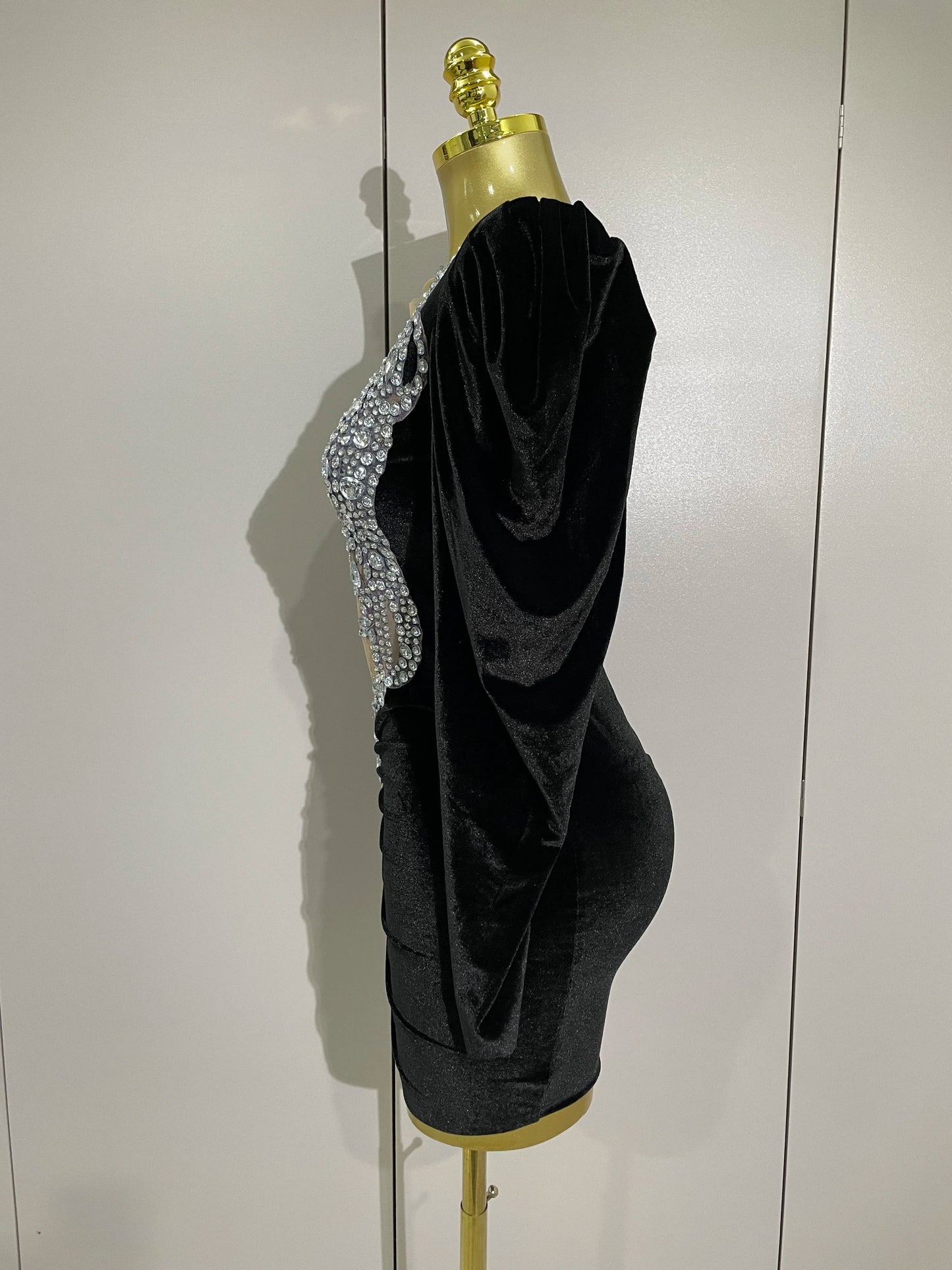 Muschibitch Luxus Mini Kleid Strass Bodycon Glam Party Dress