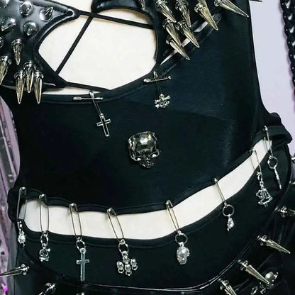 Punkgräfin Y2K Gothic Spike Top Damen – Handmade Fetish Clubwear