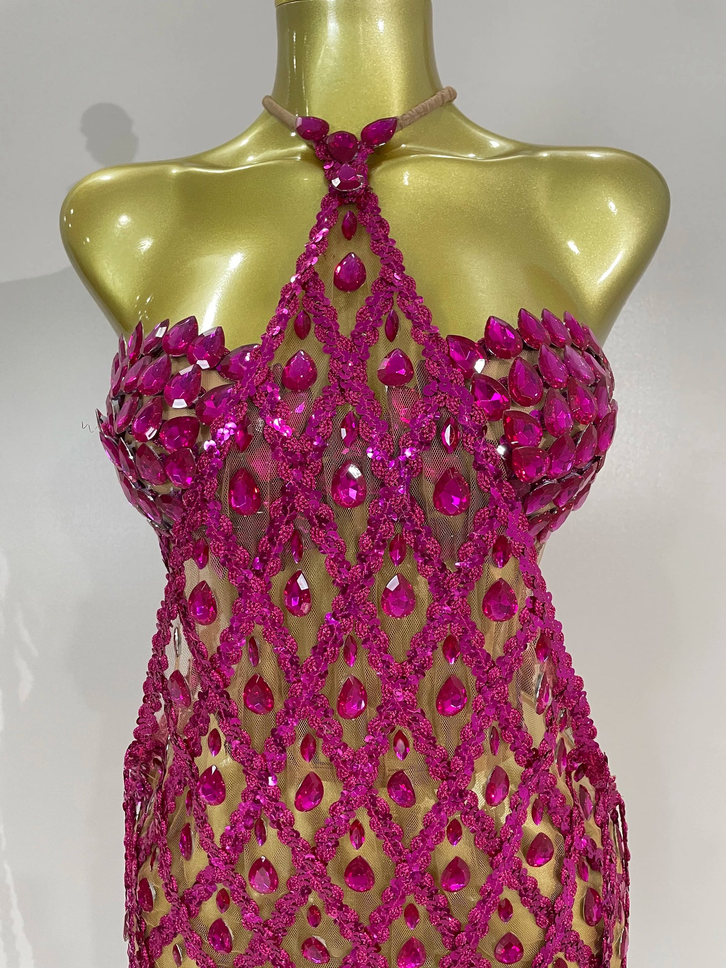 Muschibitch Sexy Pailletten Kleid Transparent – Party Club Dress Mesh Diamant Set