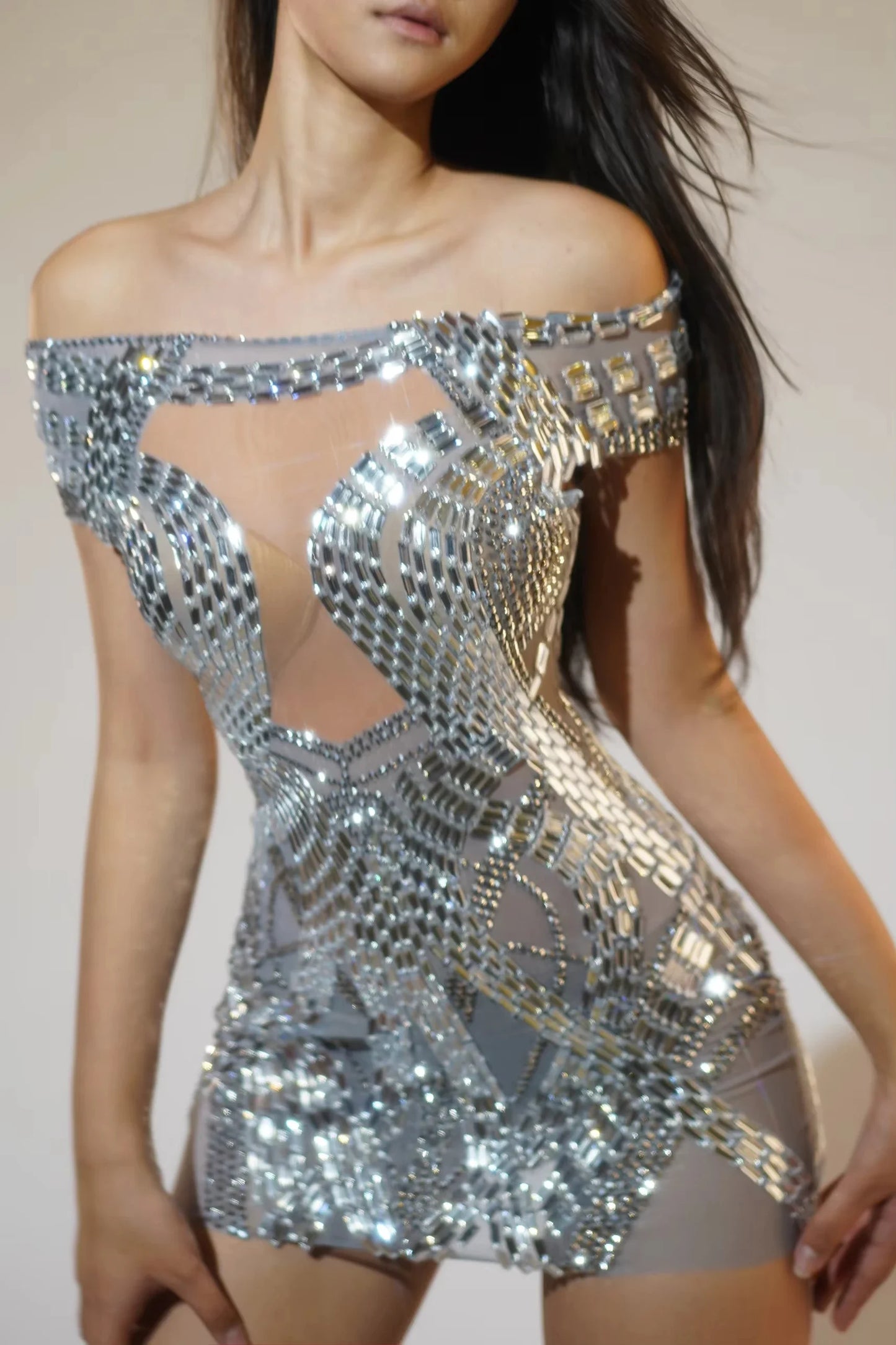 Muschibitch Glitzer Minikleid Rot, Strass Partykleid, Sexy Geburtstag Kleid, Transparentes Mesh Abendkleid, Clubwear