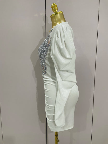 Muschibitch Luxus Mini Kleid Strass Bodycon Glam Party Dress