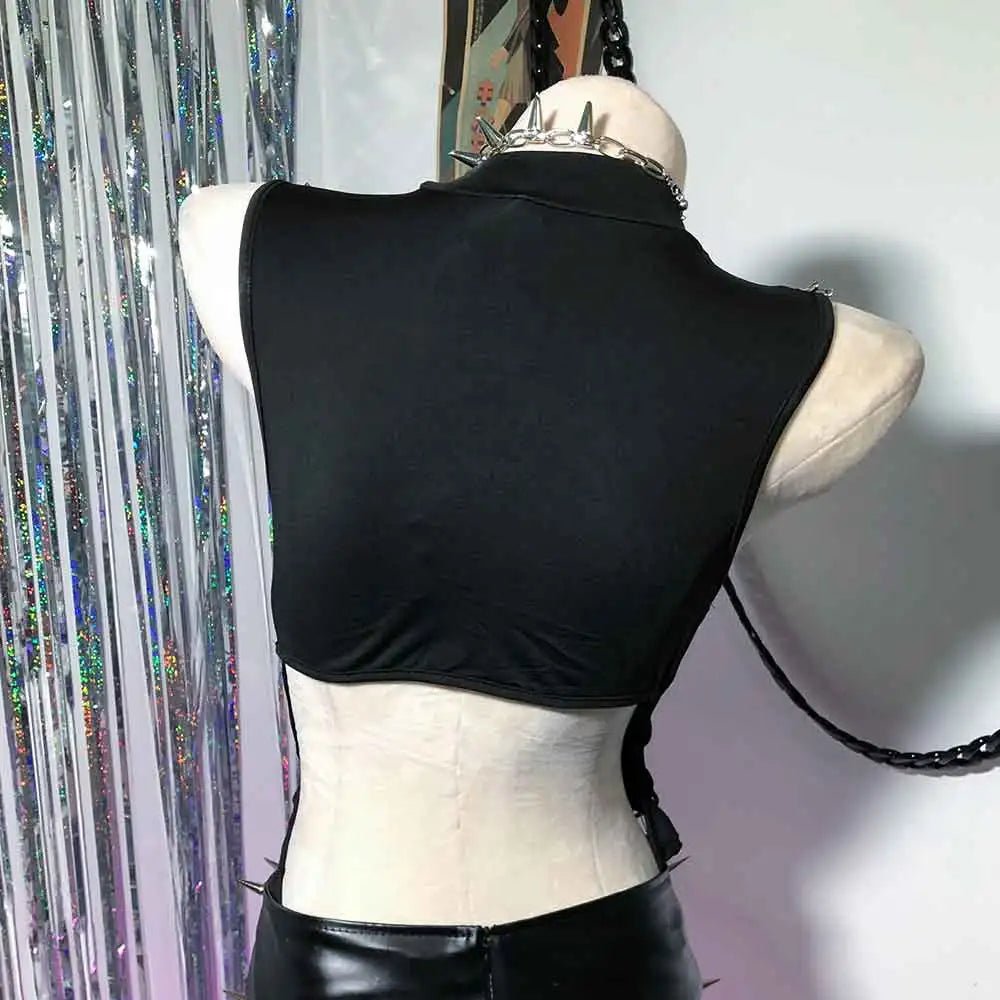 Punkgräfin Y2K Gothic Spike Top Damen – Handmade Fetish Clubwear