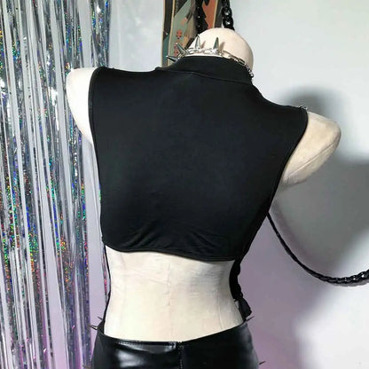 Punkgräfin Y2K Gothic Spike Top Damen – Handmade Fetish Clubwear