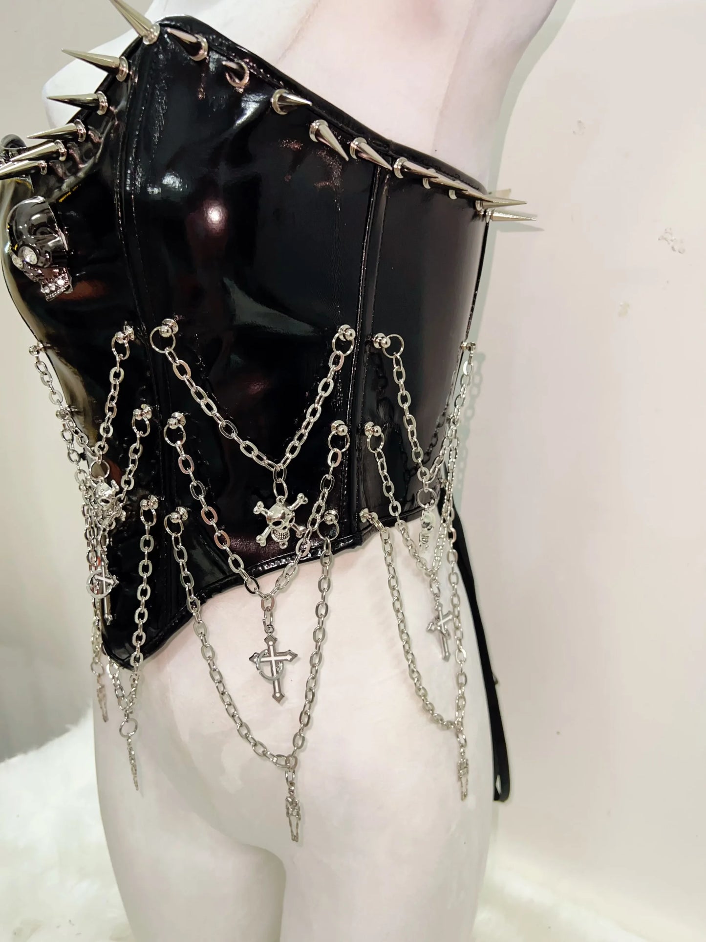 Punkgräfin Bustier Top – Gothic Punk Y2K Skull Tank Velvet Violence