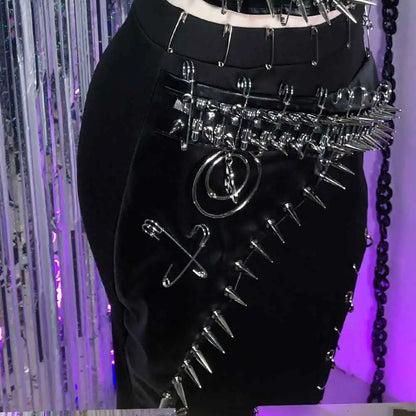 Punkgräfin Gothic Strapless Kleid – Y2K O-Ring Nieten Dress