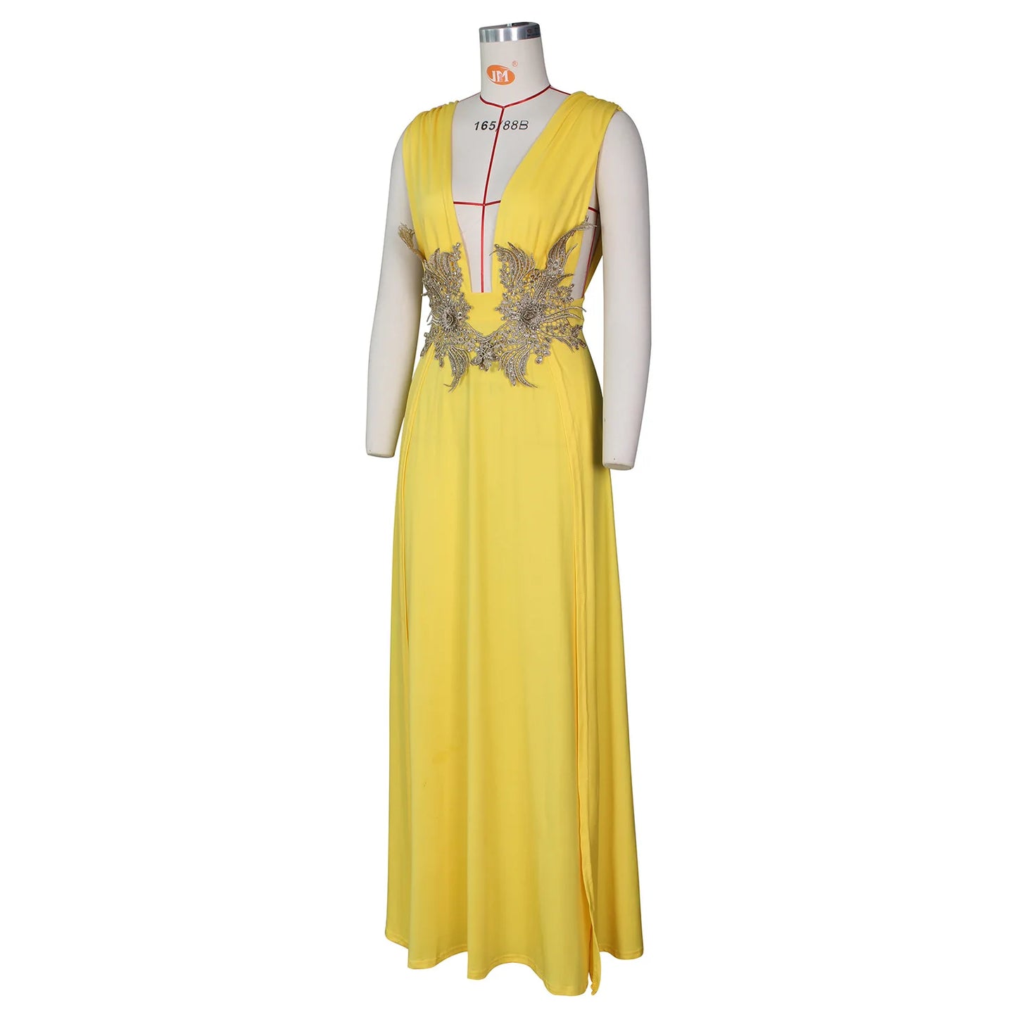 Muschibitch Abendkleid Damen Elegant Maxi Kleid Tiefer V Ausschnitt Rückenfrei Cocktailkleid