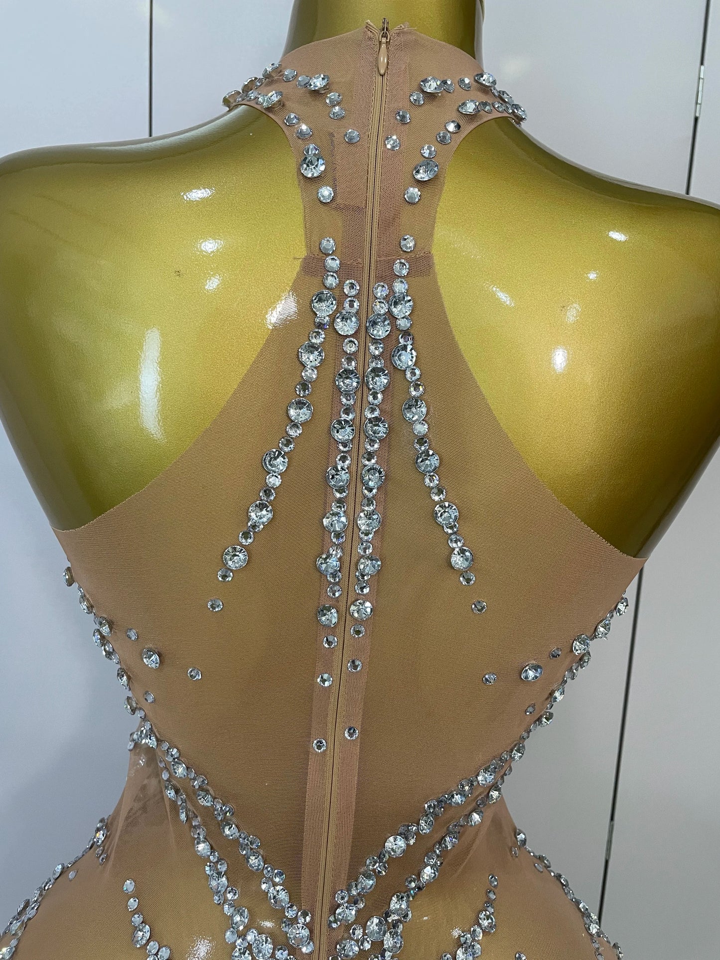 Muschibitch Sexy Strass Kleid Transparent – Mesh Club Glitzer Party Mini Dress