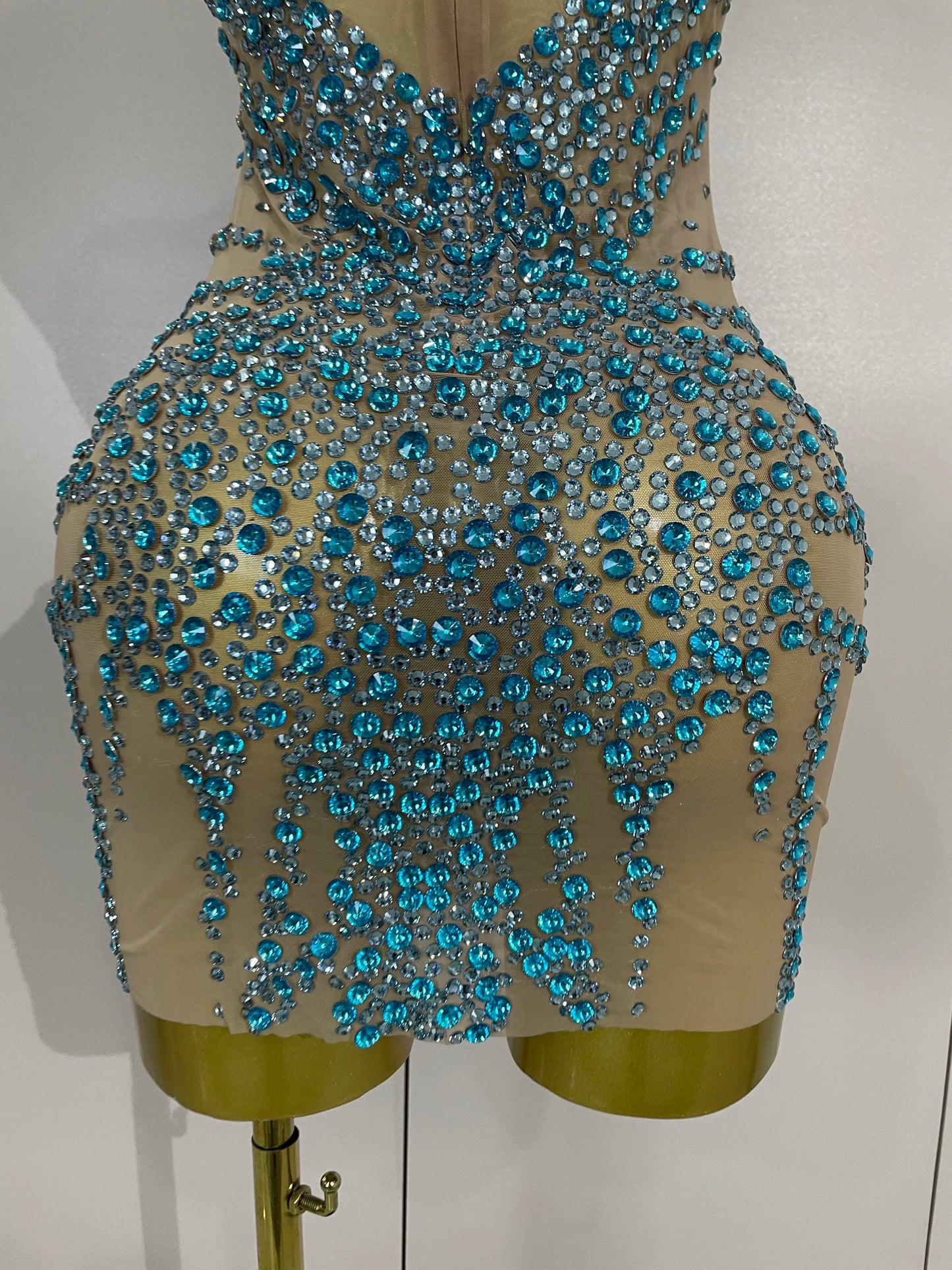 Muschibitch Sexy Strass Kleid Transparent – Mesh Club Glitzer Party Mini Dress