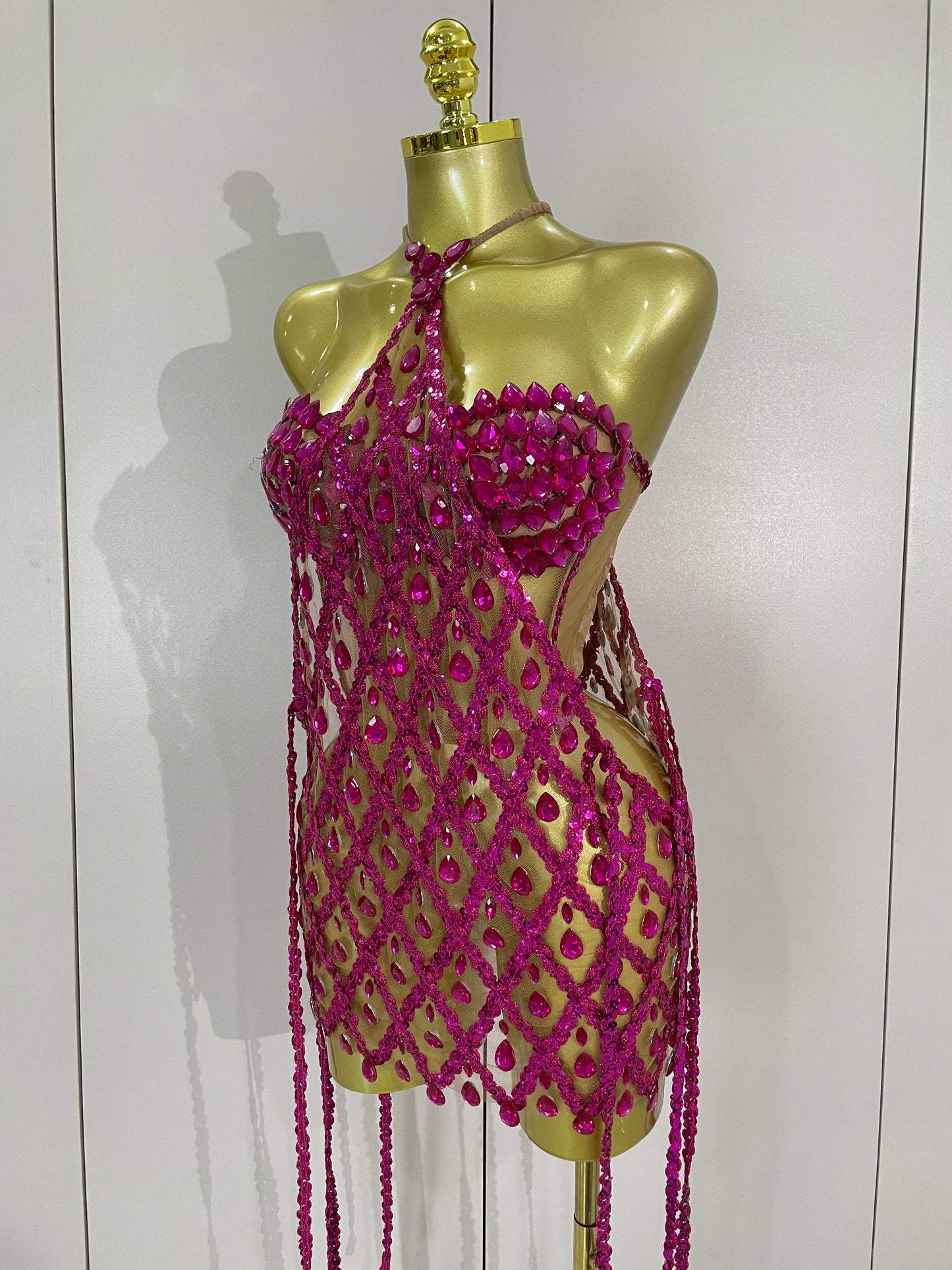 Muschibitch Sexy Pailletten Kleid Transparent – Party Club Dress Mesh Diamant Set