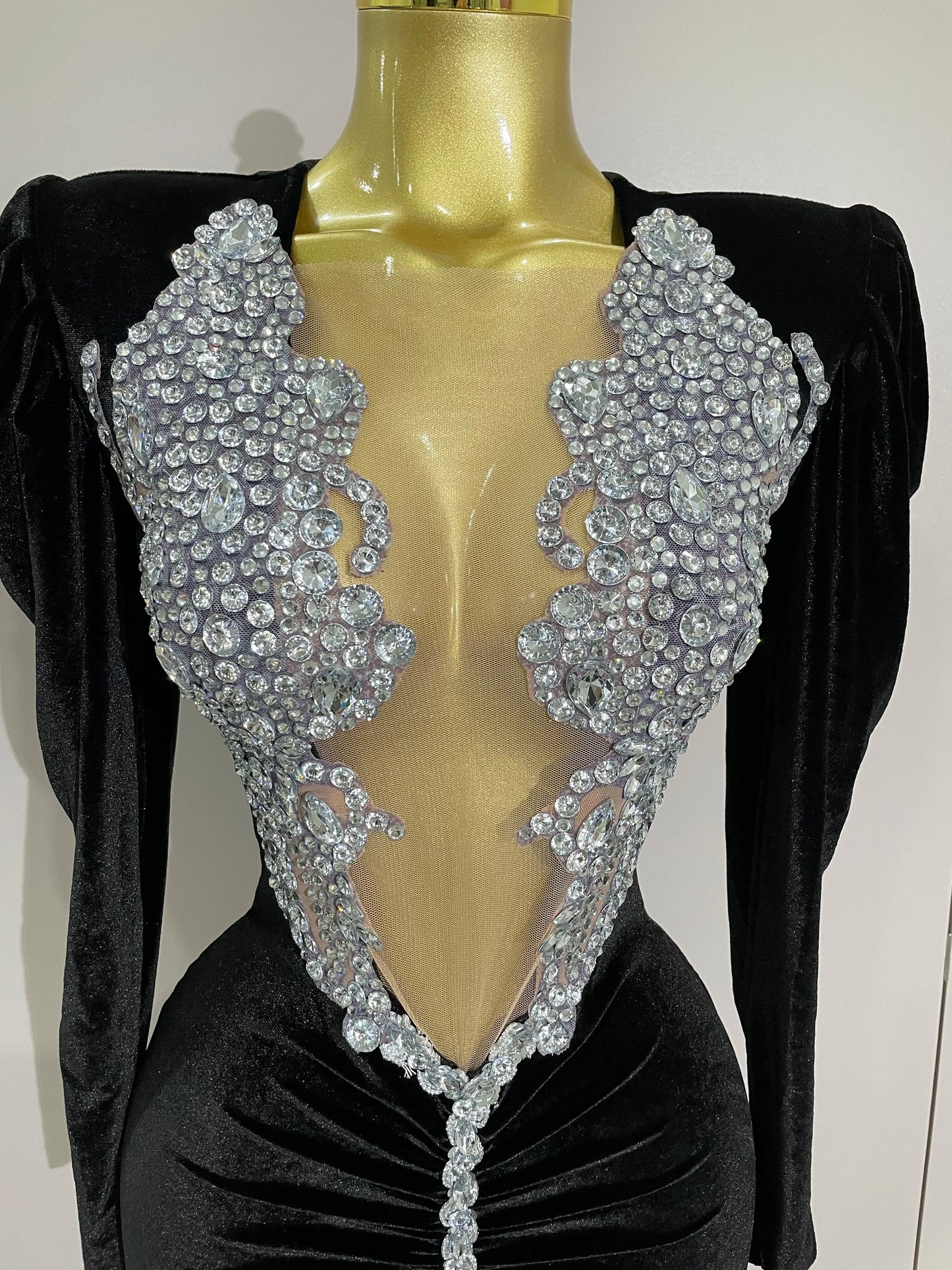 Muschibitch Luxus Mini Kleid Strass Bodycon Glam Party Dress