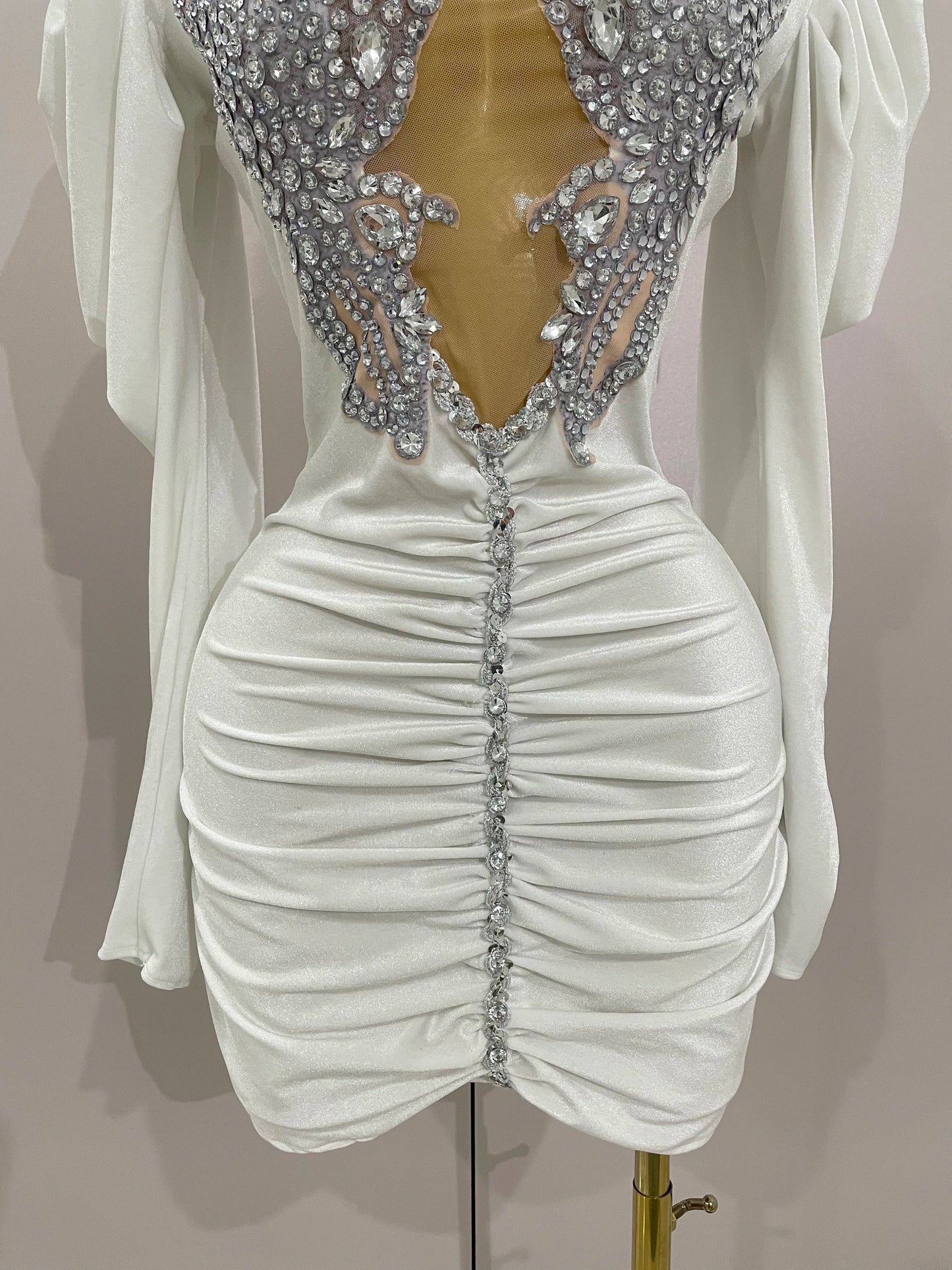 Muschibitch Luxus Mini Kleid Strass Bodycon Glam Party Dress