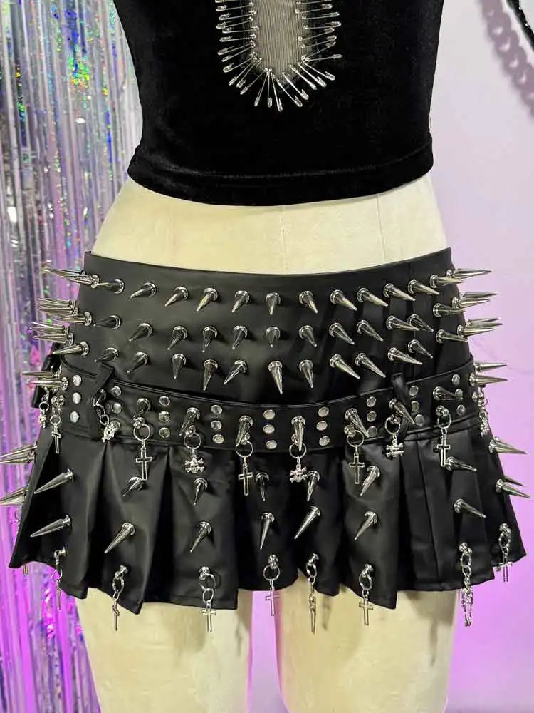 Punkgräfin Velvet Violence Collection Spike Rock – Gothic Y2K Minirock