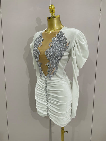 Muschibitch Luxus Mini Kleid Strass Bodycon Glam Party Dress
