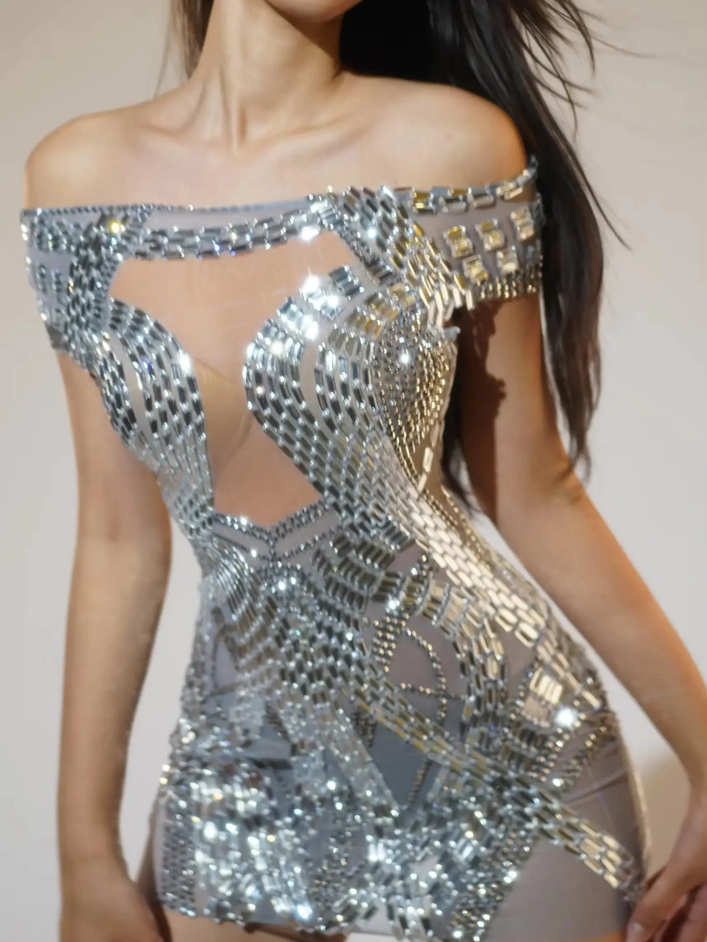 Muschibitch Glitzer Minikleid Rot, Strass Partykleid, Sexy Geburtstag Kleid, Transparentes Mesh Abendkleid, Clubwear