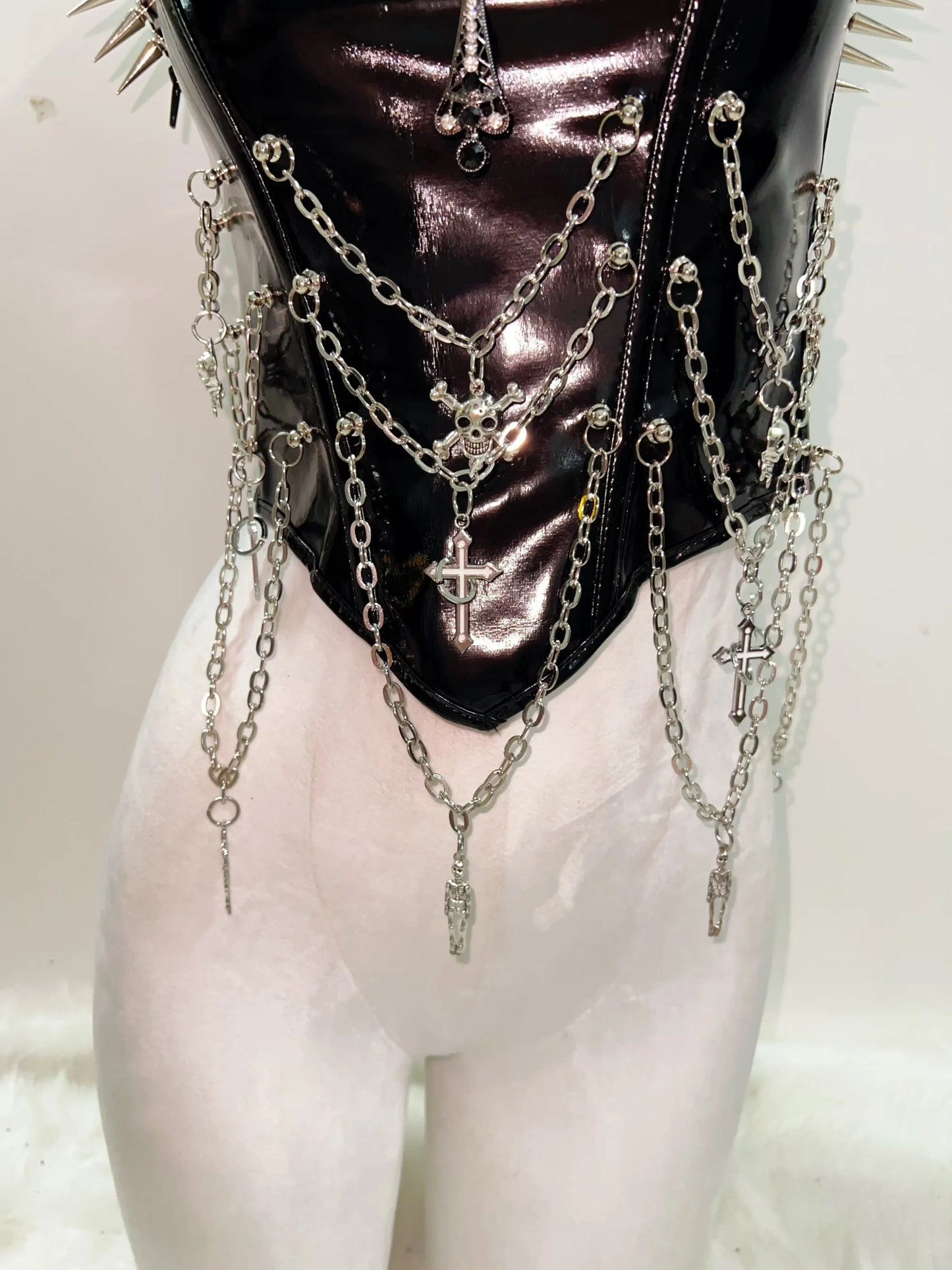 Punkgräfin Bustier Top – Gothic Punk Y2K Skull Tank Velvet Violence